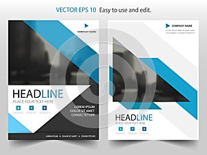 Blue Triangle Corporate Brochure design template vector. Business Flyers infographic magazine poster.Abstract layout template ,