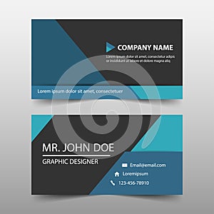 Blue triangle corporate business card, name card template ,horizontal simple clean layout desigess card, name card template ,