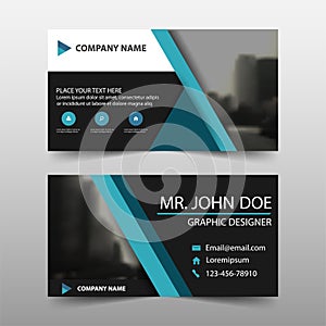 Blue triangle corporate business card, name card template ,horizontal simple clean layout design template