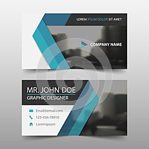 Blue triangle corporate business card, name card template ,horizontal simple clean layout design template , Business banner