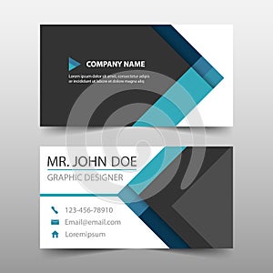 Blue triangle corporate business card, name card template ,horizontal simple clean layout design template , Business banner