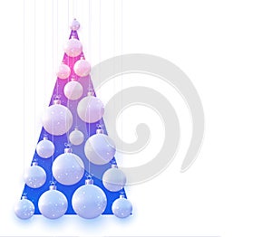 Blue triangle with hanging matt light blue christmas balls