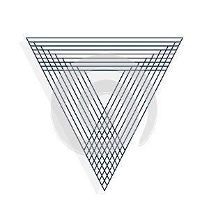 Blue triangle icon. Abstract symbol  on a white background.