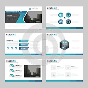 Blue triangle presentation templates, Infographic elements template flat design set for annual report brochure flyer leaflet