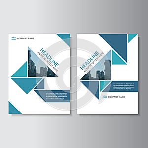Blue triangle Vector annual report Leaflet Brochure Flyer template design, book cover layout design