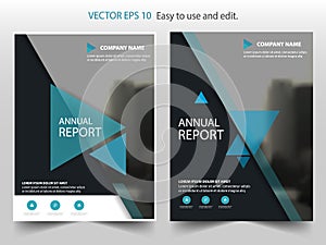 Blue triangle Vector annual report Leaflet Brochure Flyer template design, book cover layout design, abstract presentation