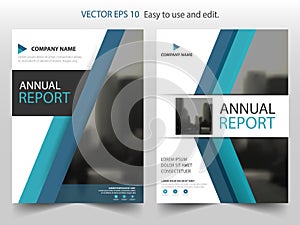 Blue triangle Vector Brochure annual report Leaflet Flyer template design, book cover layout design,