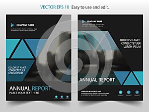 Blue triangle Vector Brochure annual report Leaflet Flyer template design, book cover layout design, abstract Presentation