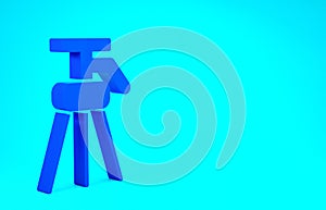 Blue Tripod icon isolated on blue background. Minimalism concept. 3d illustration 3D render