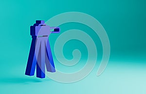 Blue Tripod icon isolated on blue background. Minimalism concept. 3D render illustration