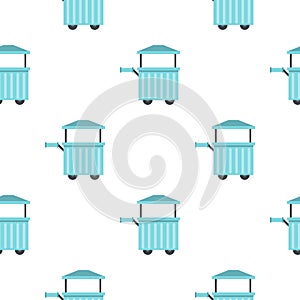 Blue trolley with awning pattern seamless