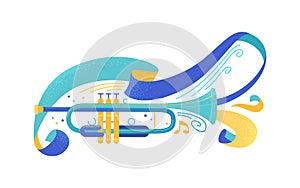 Blue trumpet flat vector illustration photo