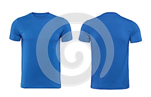 Blue tshirt design template isolated on white with clipping path