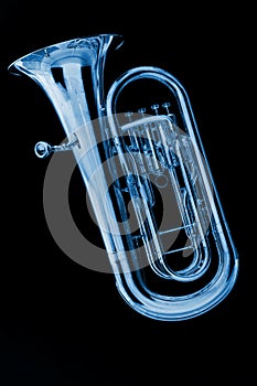 Blue Tuba Euphonium on Black photo