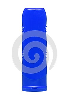 Blue tube bottle of sunscreen, shampoo, conditioner, hair rinse, gel isolated