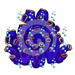 Blue tubular algae under water. vector illustration