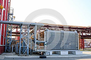 A blue tubular reactor, a pipe-type heat exchanger in a pipe to produce high-pressure polyethylene at an oil refinery, petrochemic