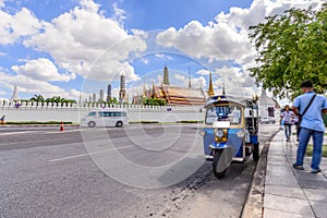 Blue Tuk Tuk, Thai traditional taxi in Bangkok Thailand