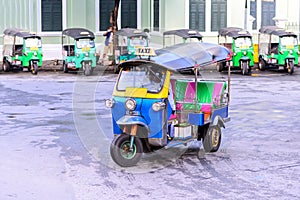 Blue Tuk Tuk, Thai traditional taxi in Bangkok Thailand