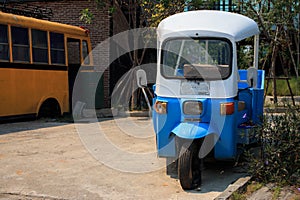 Blue Tuk Tuk, Thai traditional taxi in Chiang Mai Thailand
