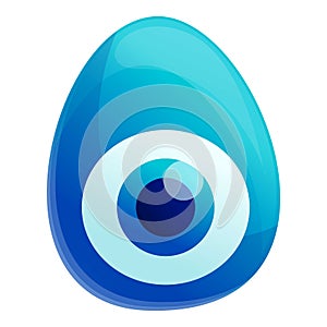 Blue turkish eye icon, cartoon style