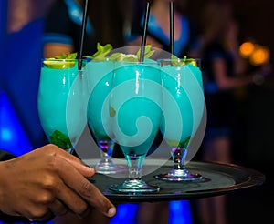 Blue Turquoise Cocktail Welcome Drink at a corporate gala dinner