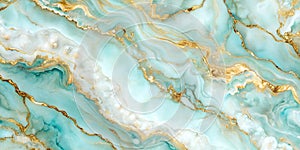 Blue turquoise and white Marble abstract background texture with gold veining with natural marble swirls in luxurious