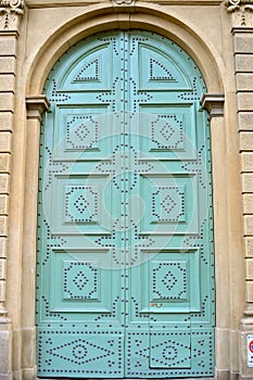 Blue tuscan door in Italy