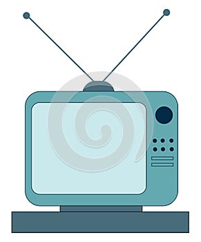 A blue TV, vector or color illustration