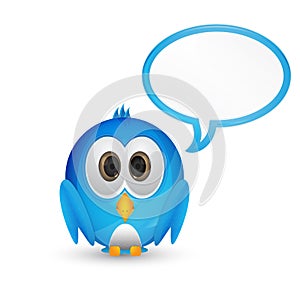 Blue twitter bird with speech bubble