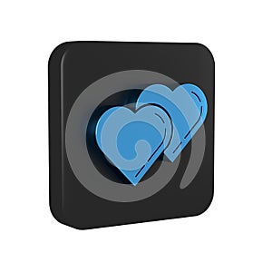 Blue Two Linked Hearts icon isolated on transparent background. Romantic symbol linked, join, passion and wedding