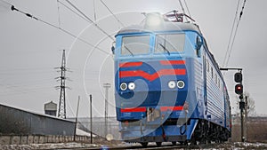 Blue Ukrainian Electric Locomotive