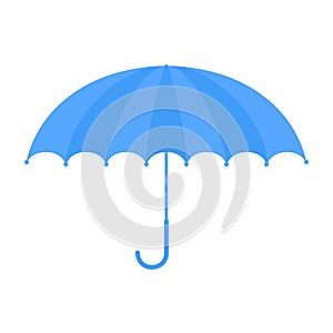 Blue Umbrella in Cartoon Style Isolated on White Background. Rainy Weather Protection Concept. Premium Vector