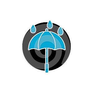 Blue umbrella icon isolated on white background