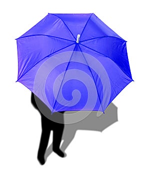 Blue umbrella and a man