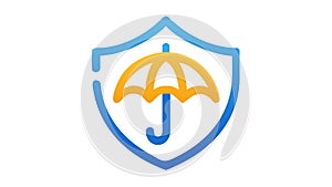 Blue Umbrella Security Shield Icon, vector design Generative AI