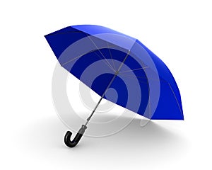 Blue umbrella on white background. Isolated 3D
