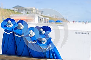 Blue Umbrellas at the Beach