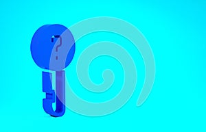 Blue Undefined key icon isolated on blue background. Minimalism concept. 3d illustration 3D render