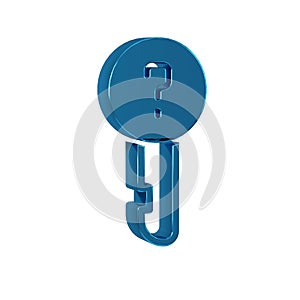 Blue Undefined key icon isolated on transparent background.