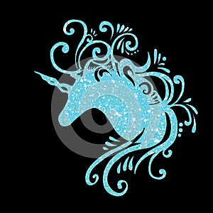 Blue unicorn head vector unicorn fantasy glitter unicorn silhouette unicorns clip art unicorn art clip eps unicorn birthday party