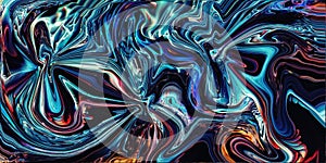 Blue unique marble fluid ink background. Abstract psychedelic wave line pattern illustration.