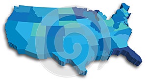 Un mapa del Estado en Azul 3D tonos.