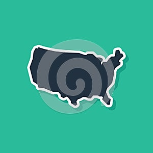 Blue USA map icon isolated on green background. Map of the United States of America. Vector