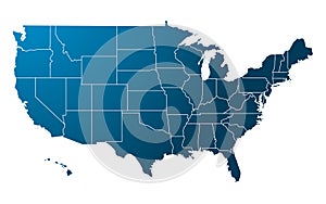 Blue USA Map vector photo