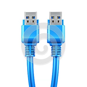 Blue USB Cable for Data Transfer with Two Connectors
