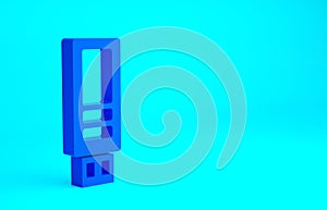 Blue USB flash drive icon isolated on blue background. Minimalism concept. 3d illustration 3D render