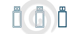 Blue USB flash drive icon isolated on white background. Vector