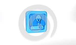 Blue User manual icon isolated on grey background. User guide book. Instruction sign. Read before use. Glass square