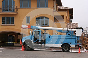 Blue utility truck